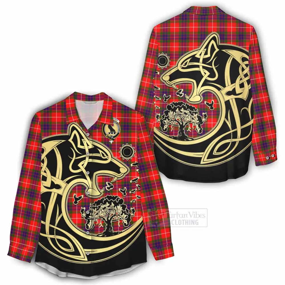 Abernethy Tartan Women's Casual Shirt with Family Crest Celtic Wolf Style
