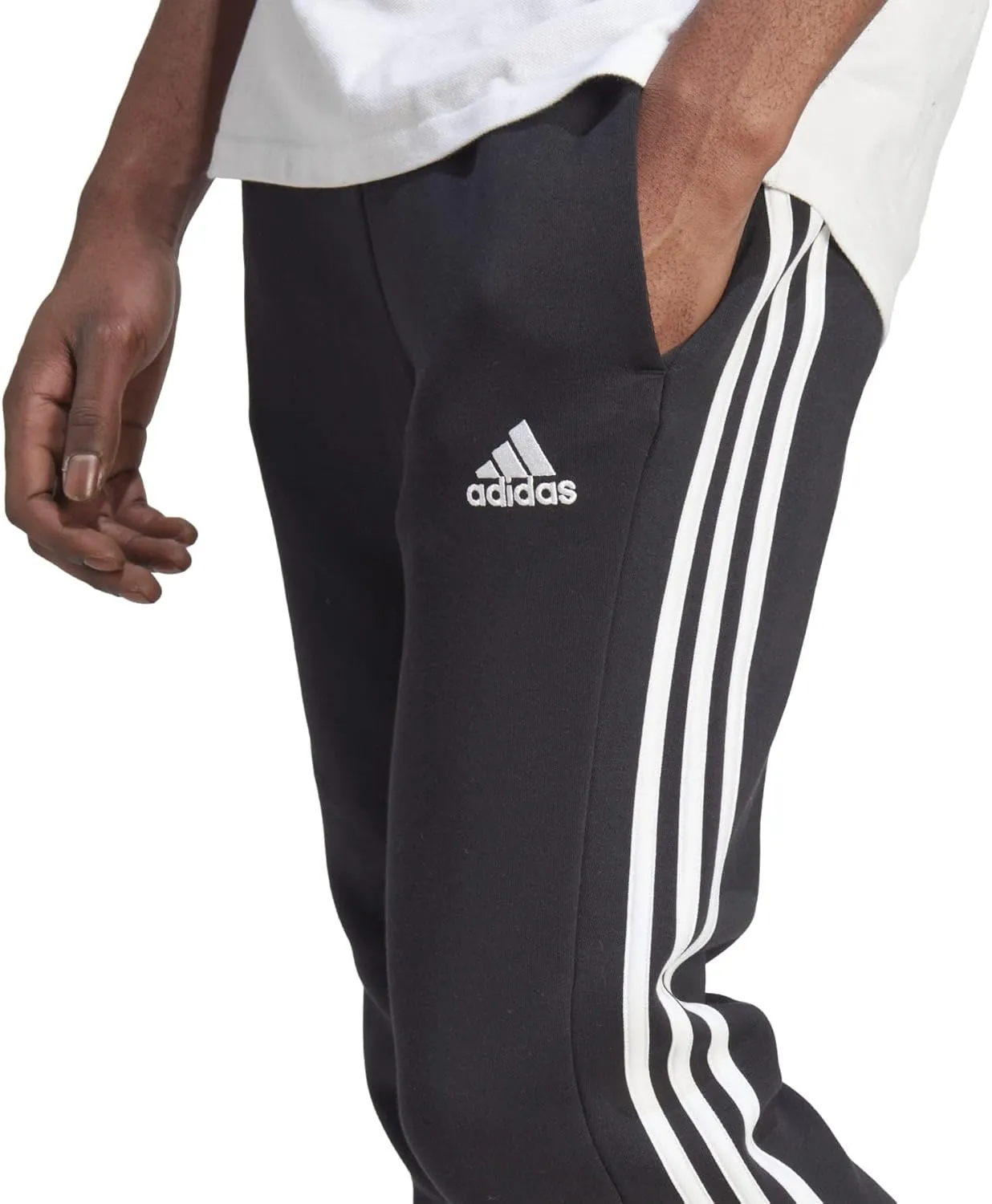 adidas Mens Essentials Fleece Striped Joggers Training Casual Comfort Technology - Blue