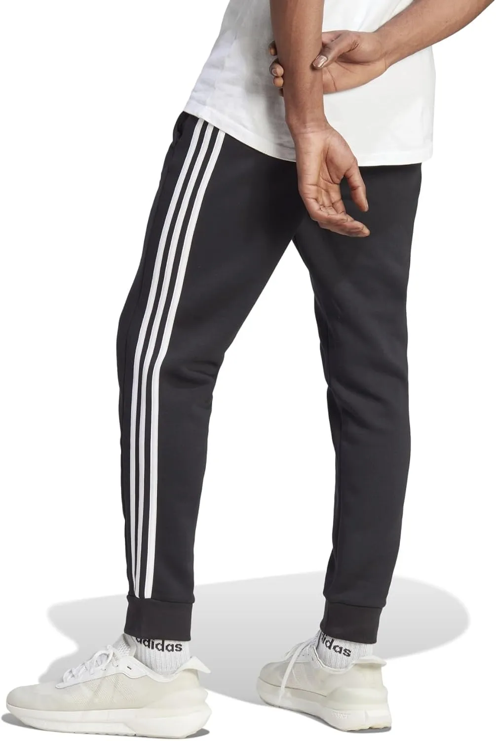 adidas Mens Essentials Fleece Striped Joggers Training Casual Comfort Technology - Blue