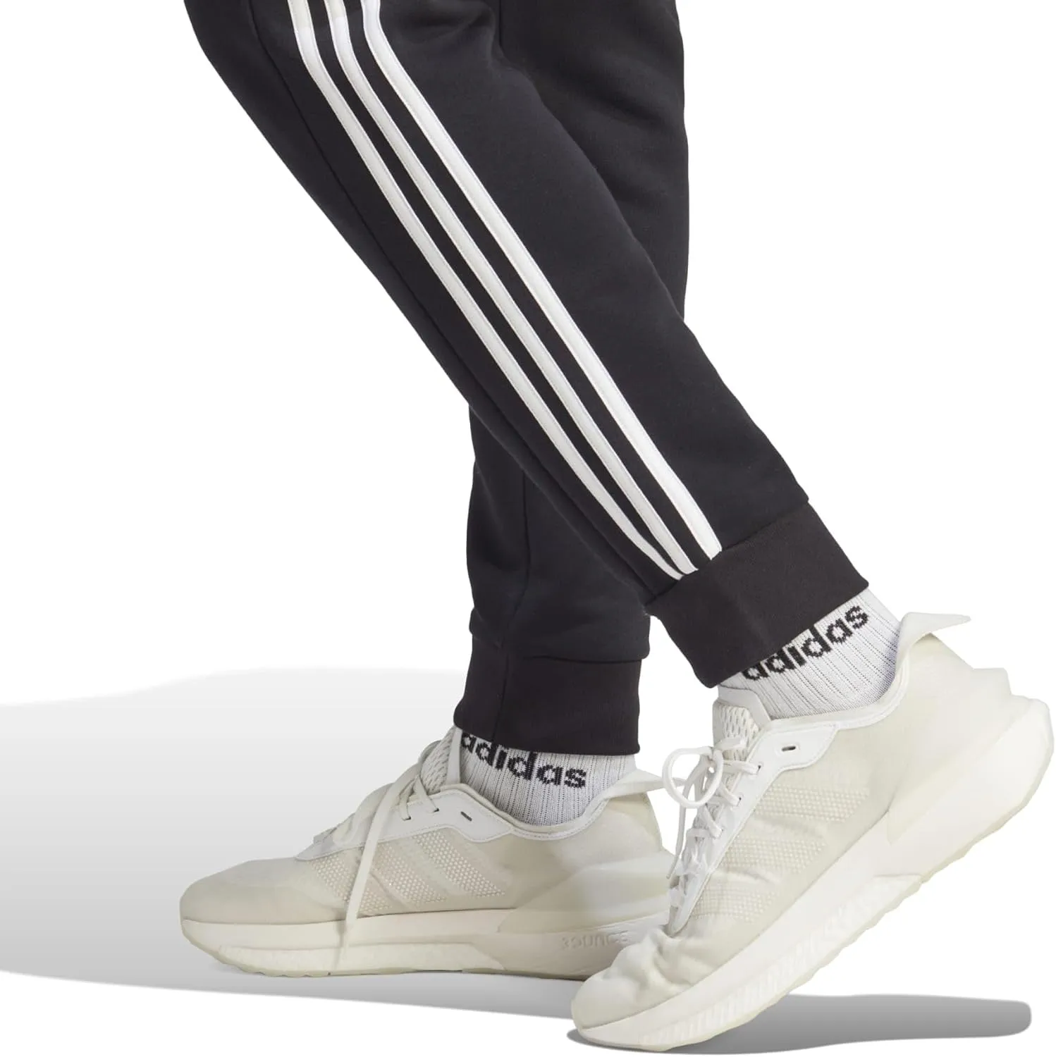 adidas Mens Essentials Fleece Striped Joggers Training Casual Comfort Technology - Blue