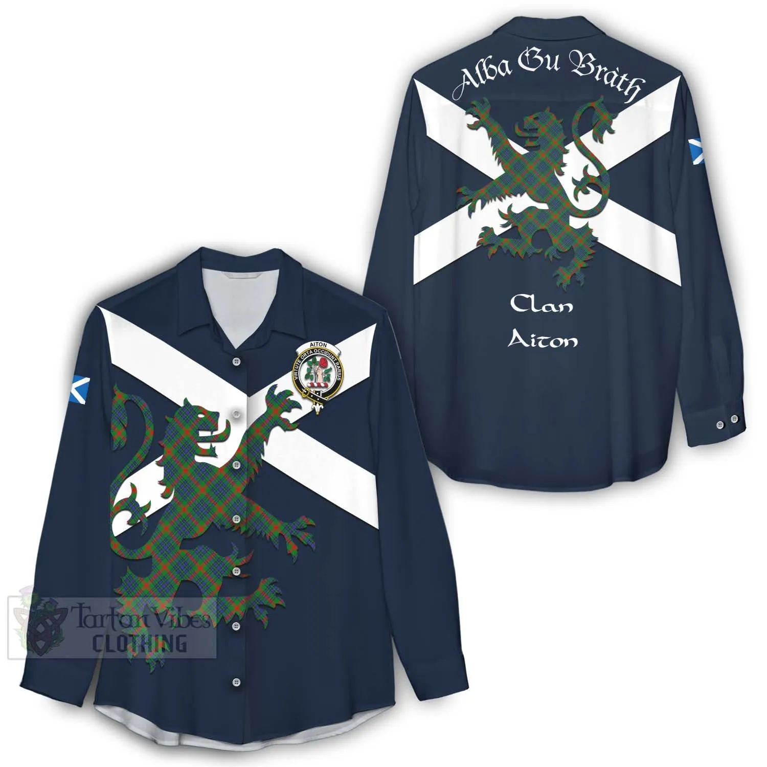 Aiton Tartan Lion Rampant Women's Casual Shirt Proudly Display Your Heritage with Alba Gu Brath and Clan Name