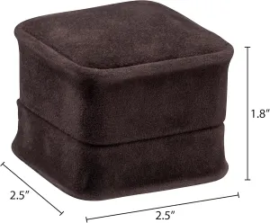 Allure - Rich Suede Brown Luxury Earring Box, Elegant Diamond Earring Case, With Brown Velour Interior, Jewelry Display Gift Box, For Unique Proposal, Engagement Or Wedding.