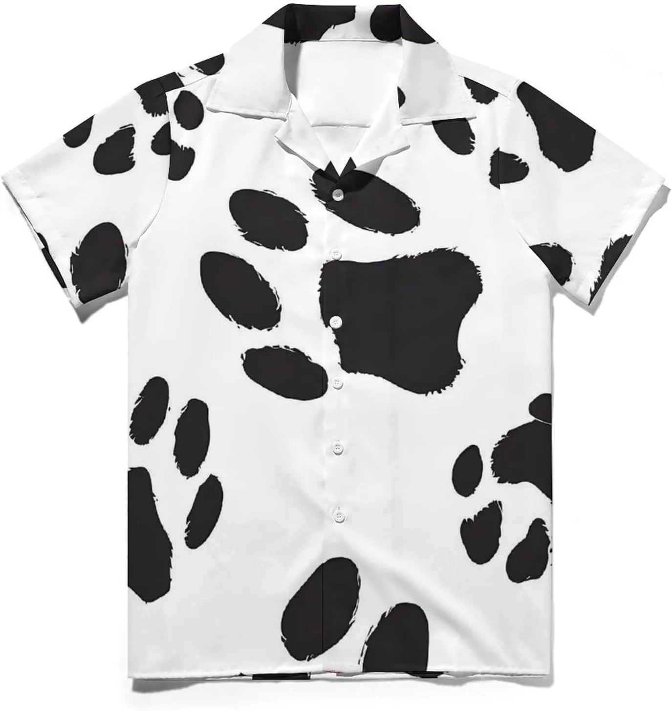 Animal Paw Prints Print Cuban Collar Shirt Classic Design for Comfort and Style
