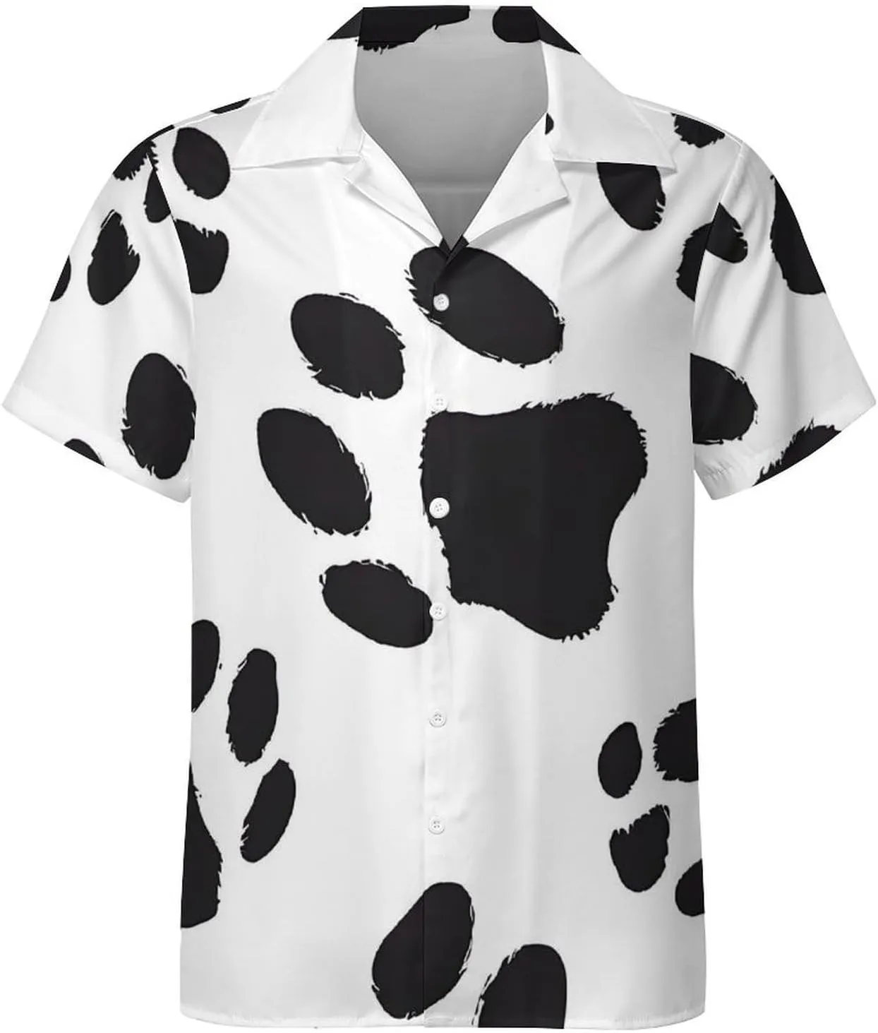 Animal Paw Prints Print Cuban Collar Shirt Classic Design for Comfort and Style