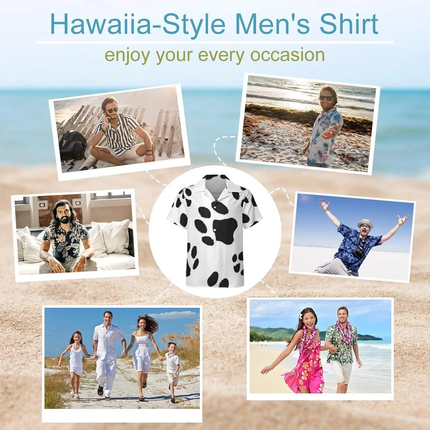 Animal Paw Prints Print Cuban Collar Shirt Classic Design for Comfort and Style