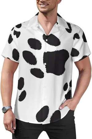 Animal Paw Prints Print Cuban Collar Shirt Classic Design for Comfort and Style