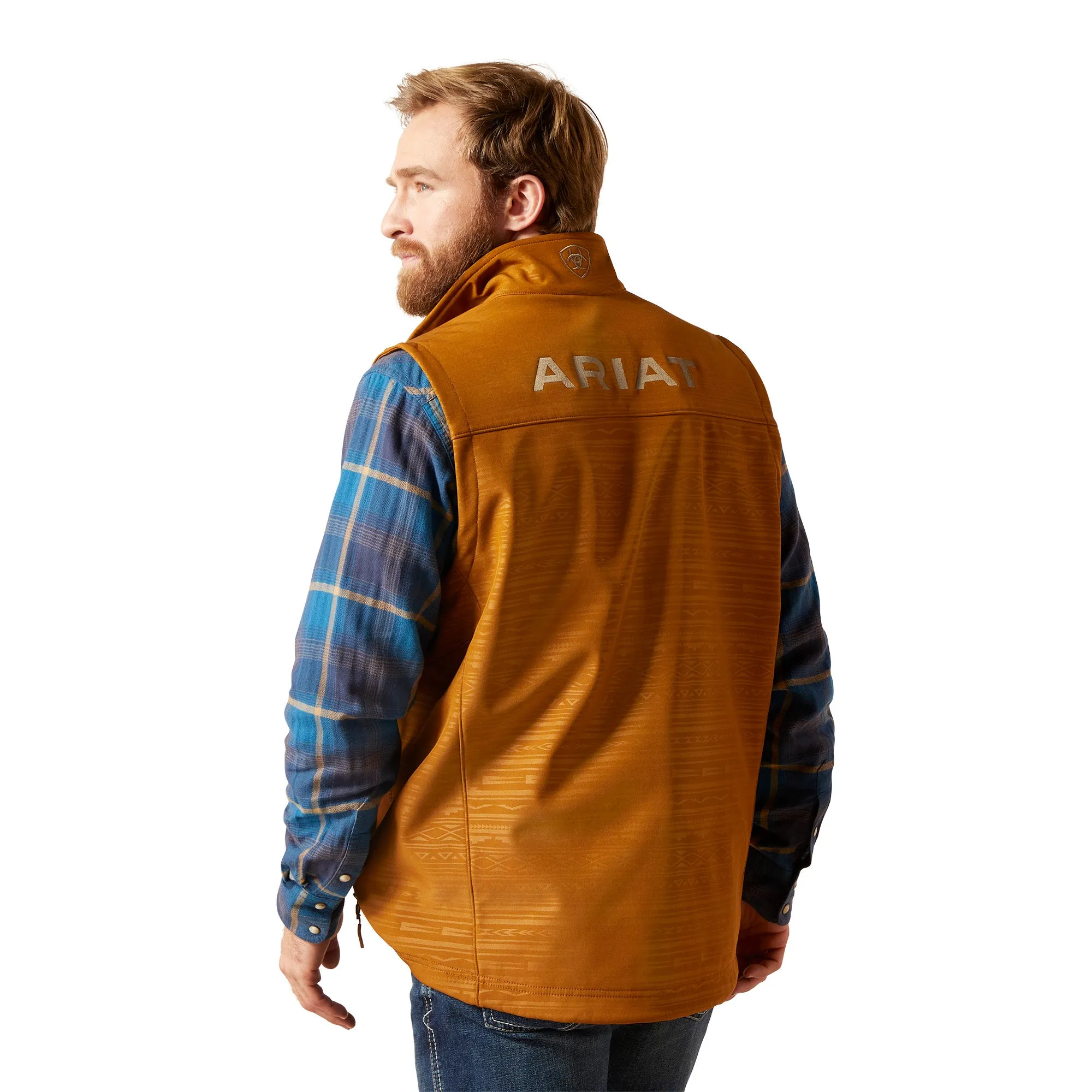 Ariat Men's Logo 2.0 Chestnut Brown Embossed Softshell Vest 10046613