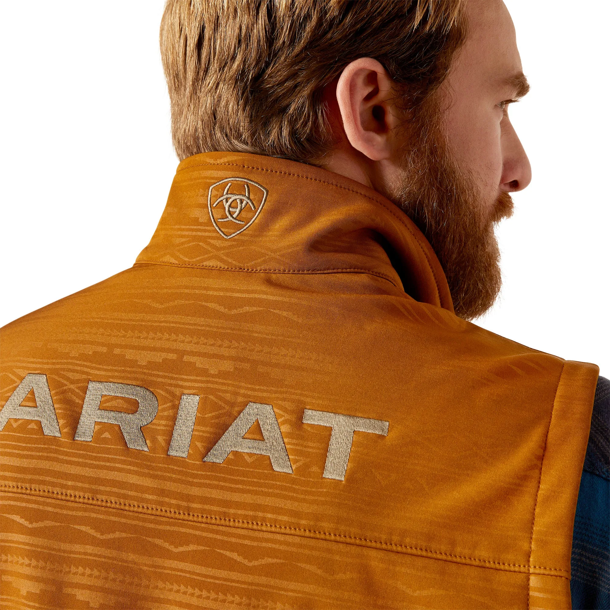 Ariat Men's Logo 2.0 Chestnut Brown Embossed Softshell Vest 10046613