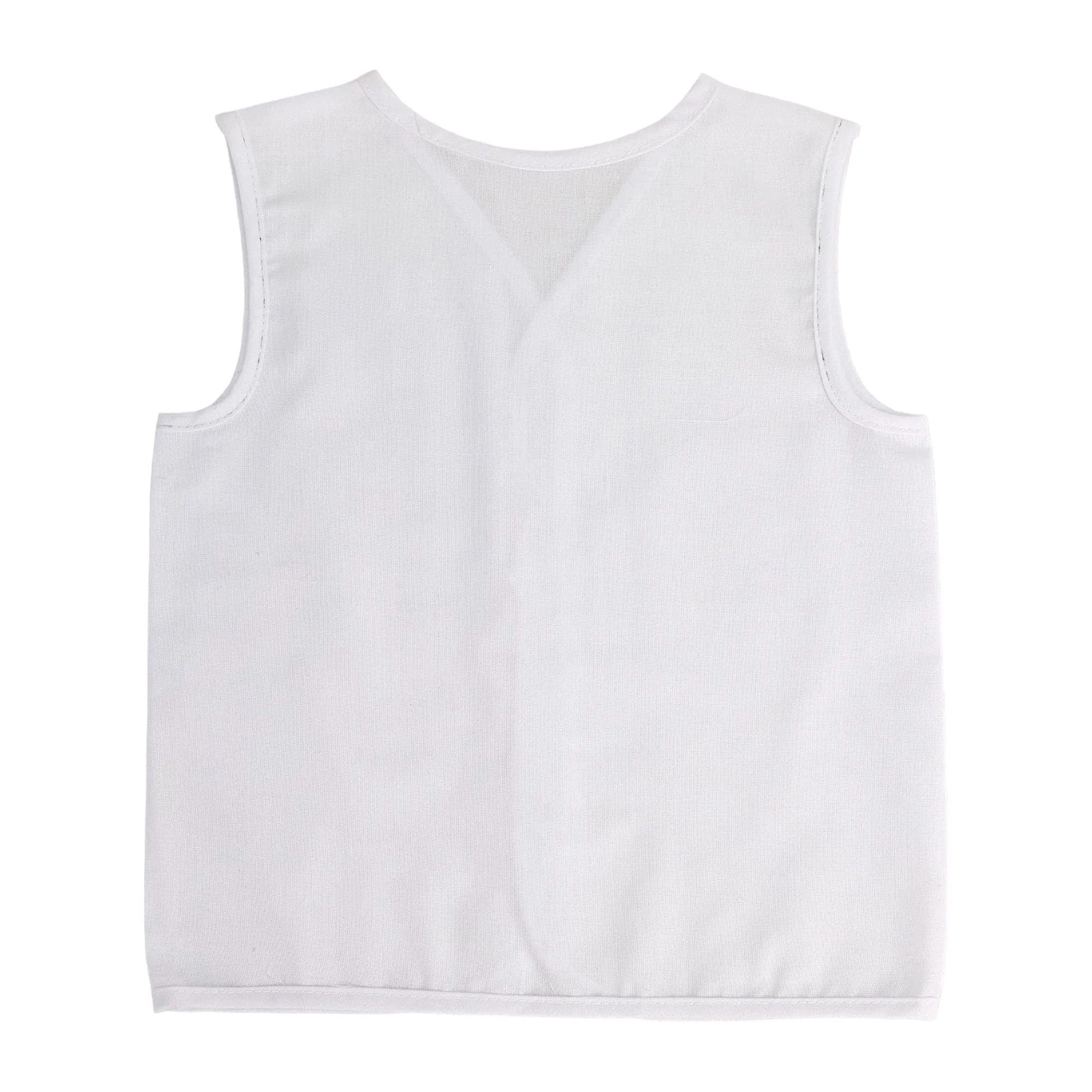 Baby Moo Solid V-Neck Sleeveless Front Opening Button Cotton Jhablas 5 Pcs - White