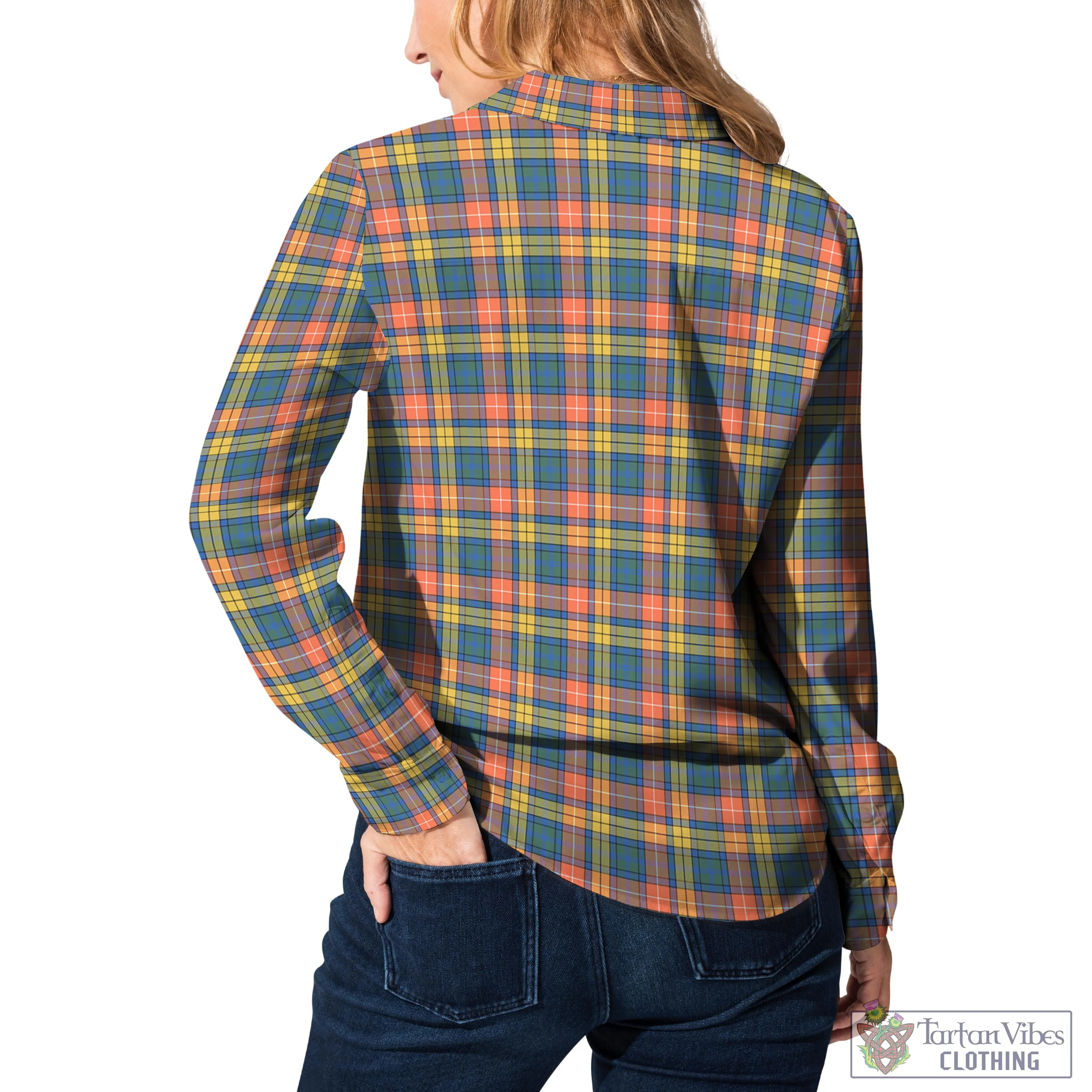 Buchanan Ancient Tartan Women's Casual Shirt with Family Crest