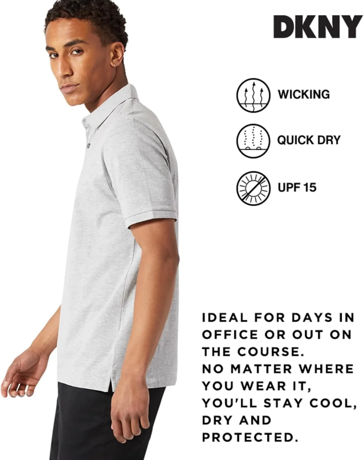 DKNY Polo Shirts for Men - Soft Stretch Casual Cotton Mens Polo Shirts | Modern Fit Short Sleeve Mens Polos