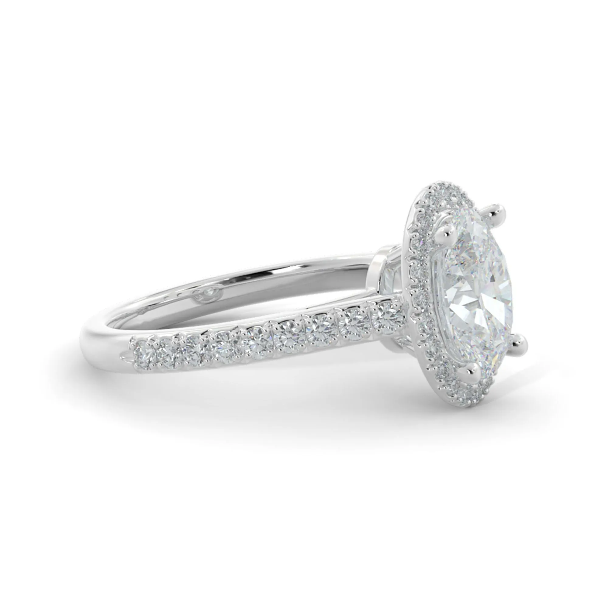 Feny Classic Halo Natural Oval Cut Diamond Engagement Ring