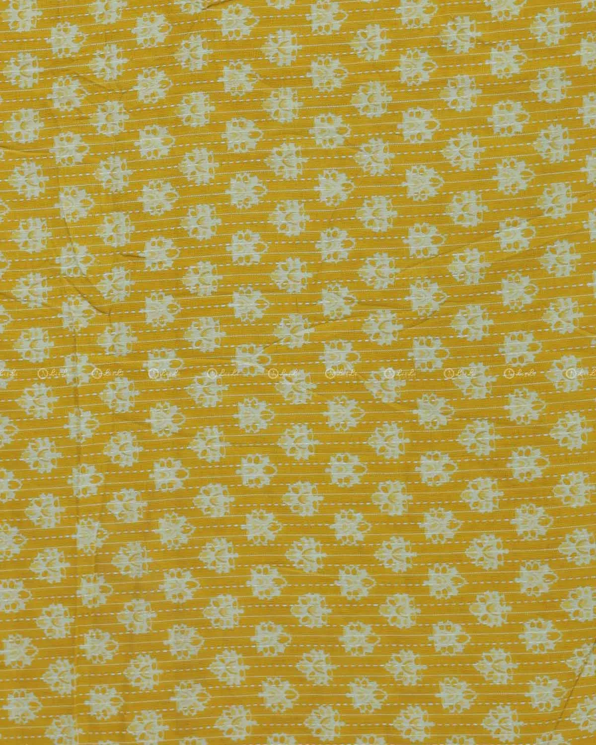 Floral Printed  Yellow Cotton Fabric