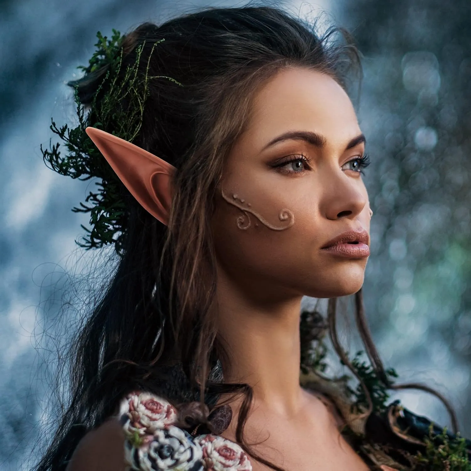 FRESHME Brown Tan Dark Elf Ears - Halloween Renaissance LARP Masquerade Fairy Cosplay Ears for Black Skin