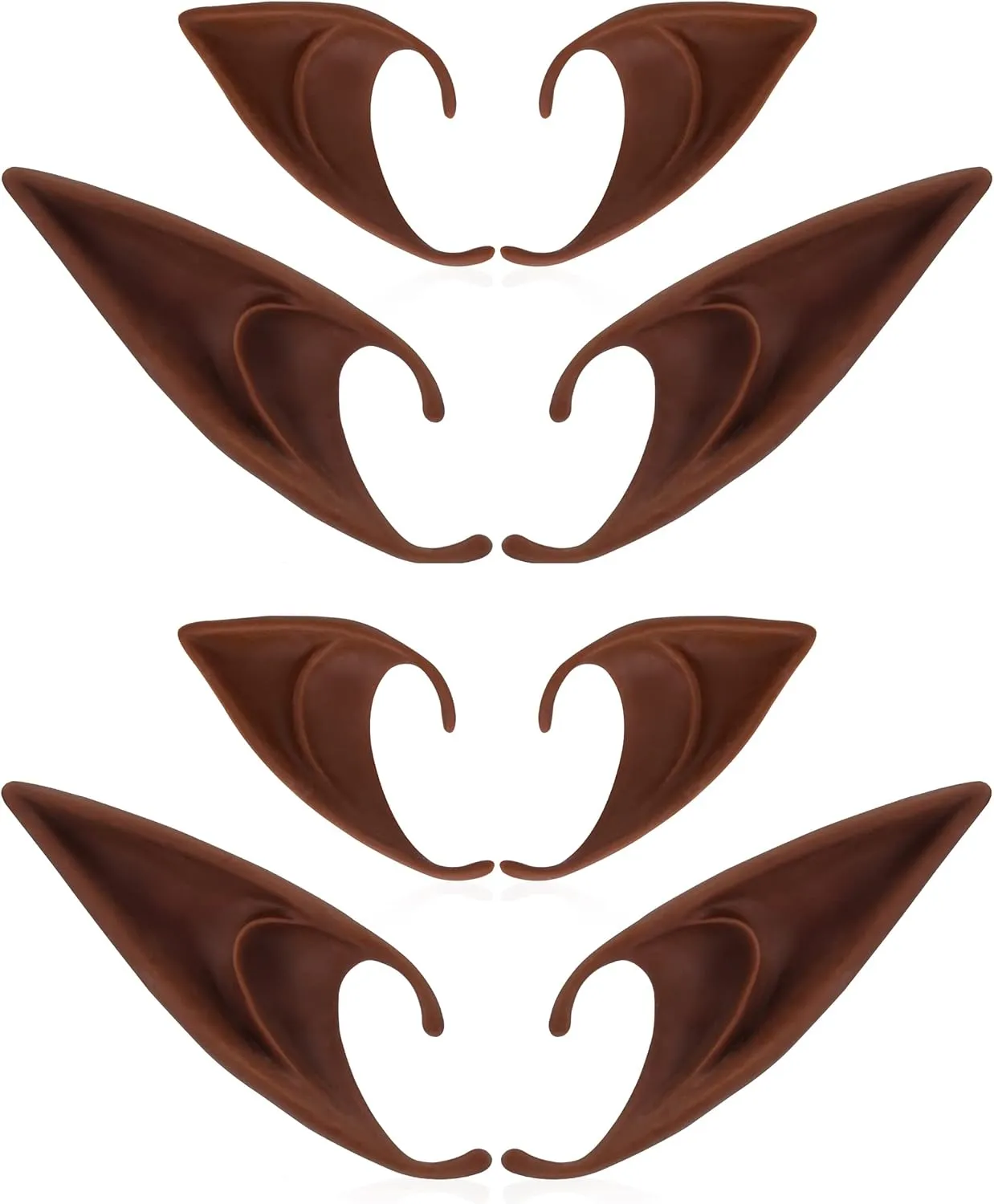 FRESHME Brown Tan Dark Elf Ears - Halloween Renaissance LARP Masquerade Fairy Cosplay Ears for Black Skin