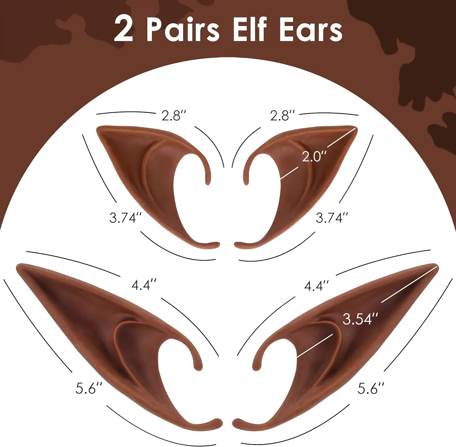 FRESHME Brown Tan Dark Elf Ears - Halloween Renaissance LARP Masquerade Fairy Cosplay Ears for Black Skin