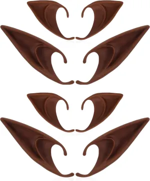 FRESHME Brown Tan Dark Elf Ears - Halloween Renaissance LARP Masquerade Fairy Cosplay Ears for Black Skin