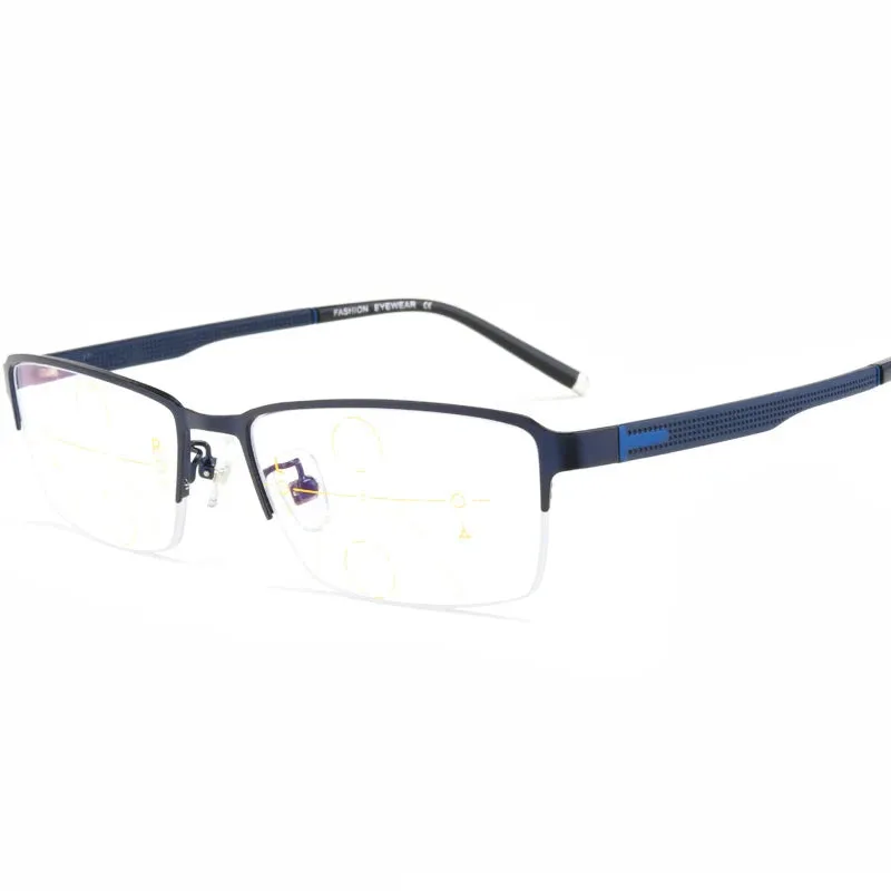 Hotochki Mens Semi Rim Rectangle Alloy Eyeglasses F3095