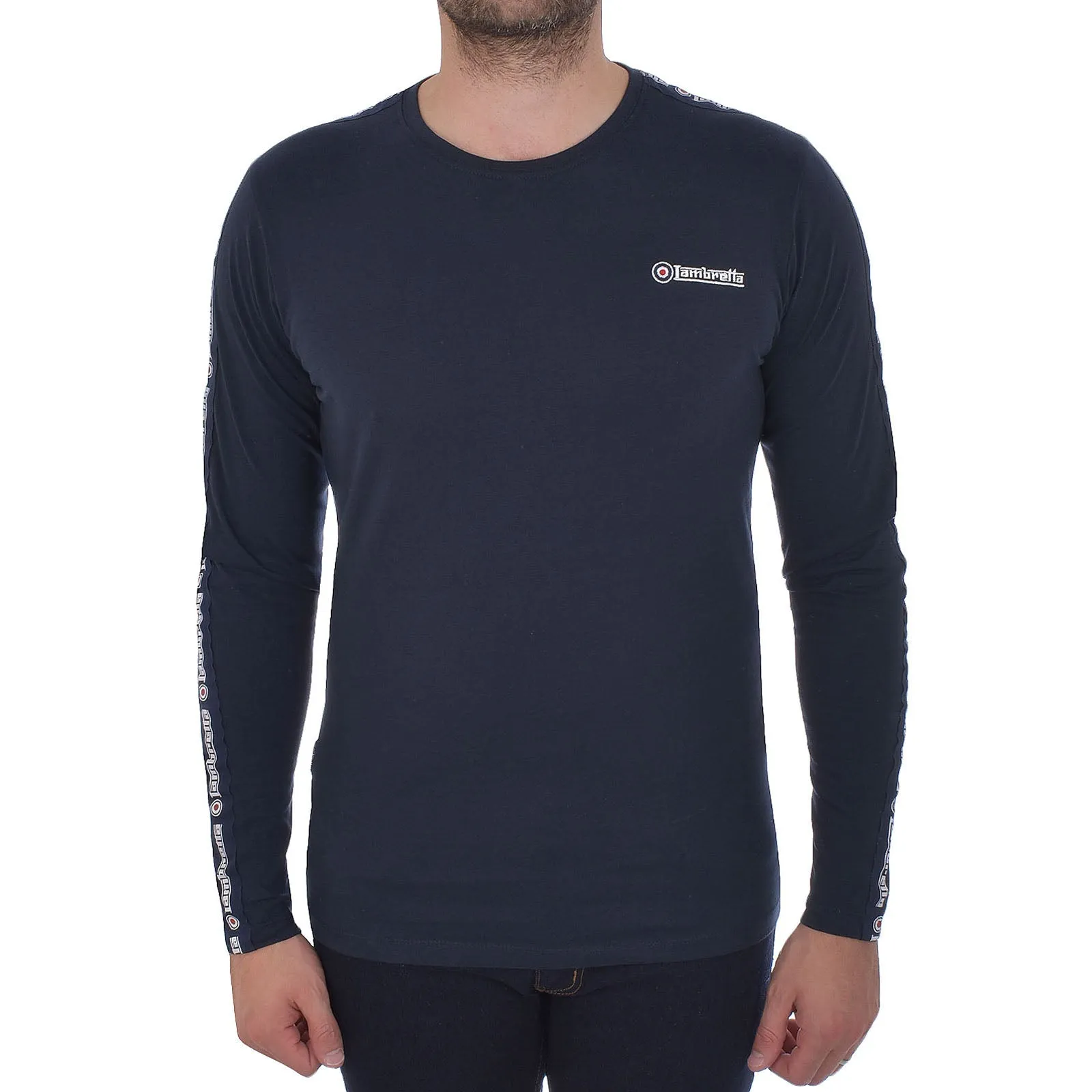 Lambretta Long Sleeve Taped Tee - Navy