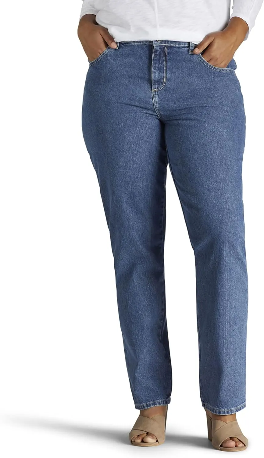 Lee Women's Plus Size Relaxed Fit All Cotton Straight Leg Jean