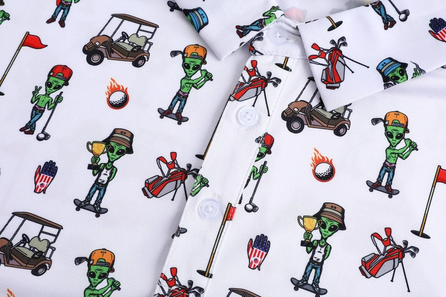 Mens Golf Polo Shirts Short Sleeve Dry Fit Performance Moisture Wicking Casual Funny Golf Polo Shirts for Men