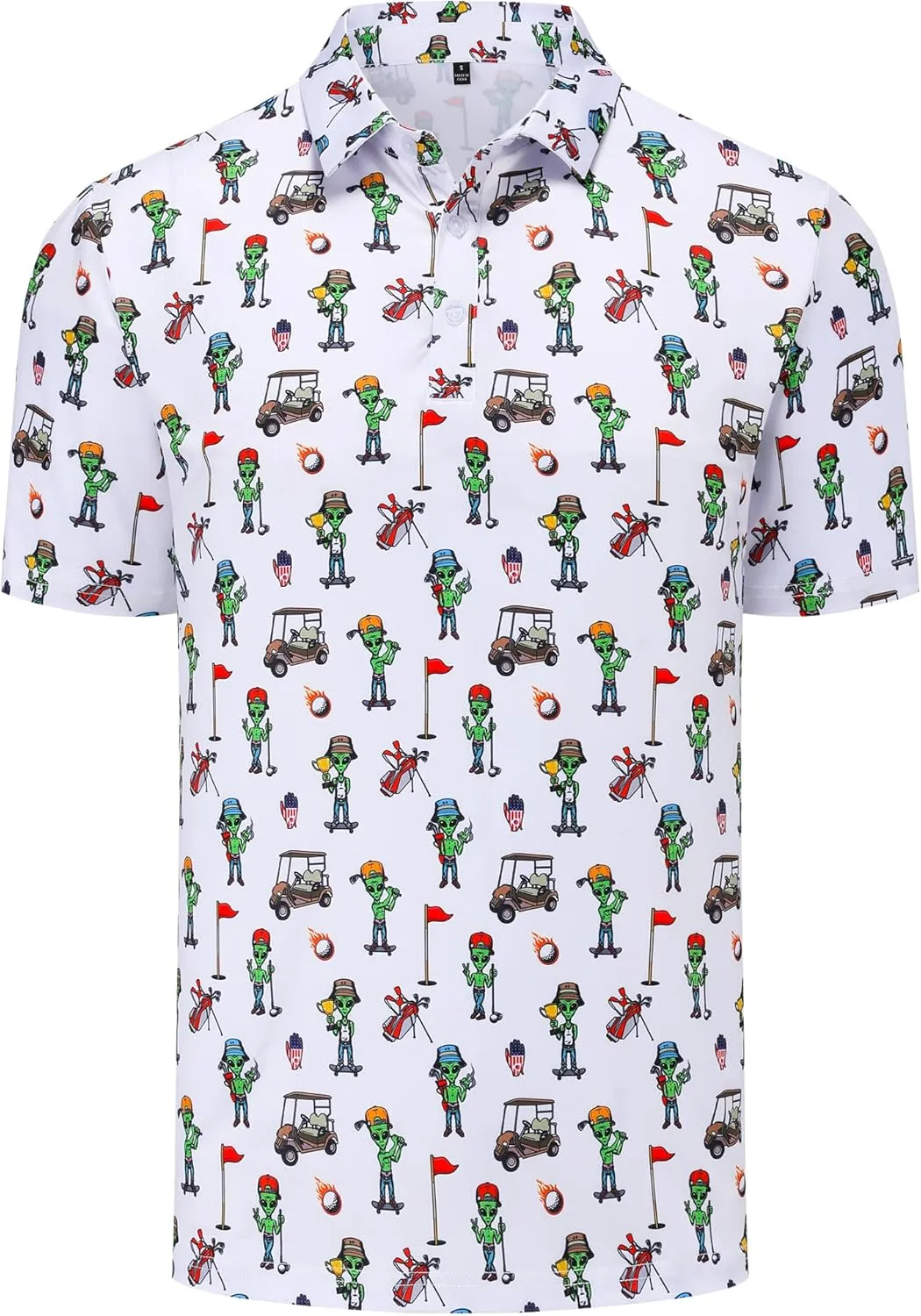 Mens Golf Polo Shirts Short Sleeve Dry Fit Performance Moisture Wicking Casual Funny Golf Polo Shirts for Men