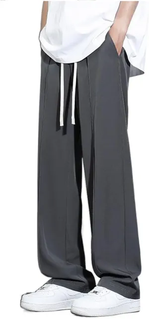 Men's Pant Ice Silk Casual Summer Lightweight Loose Wide Leg Dress Summer Straight Leg Sports Trouser for Men