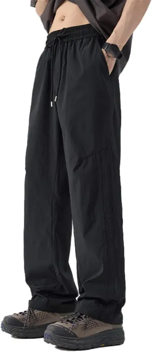 Men's Pant Ice Silk Casual Summer Loose Straight Leg Cargo Trouser for Men