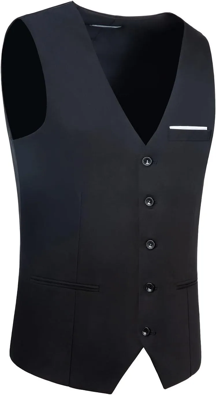 Men's Suits Vest V-Neck Sleeveless Slim Fit Jacket Groomman Casual Suit Vests for Wedding Formal Party Tuxedo for Men