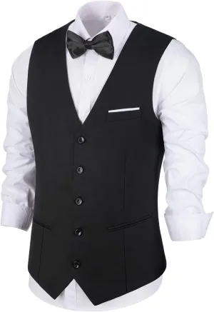 Men's Suits Vest V-Neck Sleeveless Slim Fit Jacket Groomman Casual Suit Vests for Wedding Formal Party Tuxedo for Men