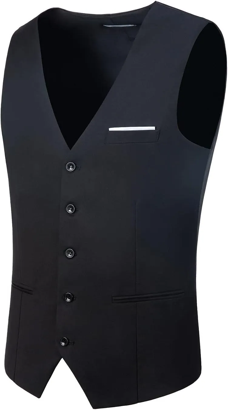 Men's Suits Vest V-Neck Sleeveless Slim Fit Jacket Groomman Casual Suit Vests for Wedding Formal Party Tuxedo for Men
