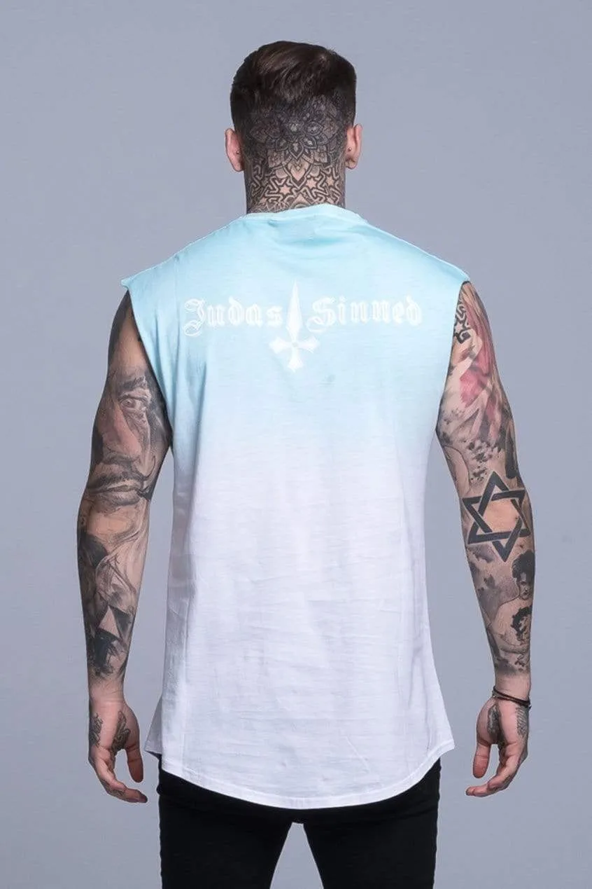 Sun Dip Dye Cut Off Men's T-Shirt - Blue