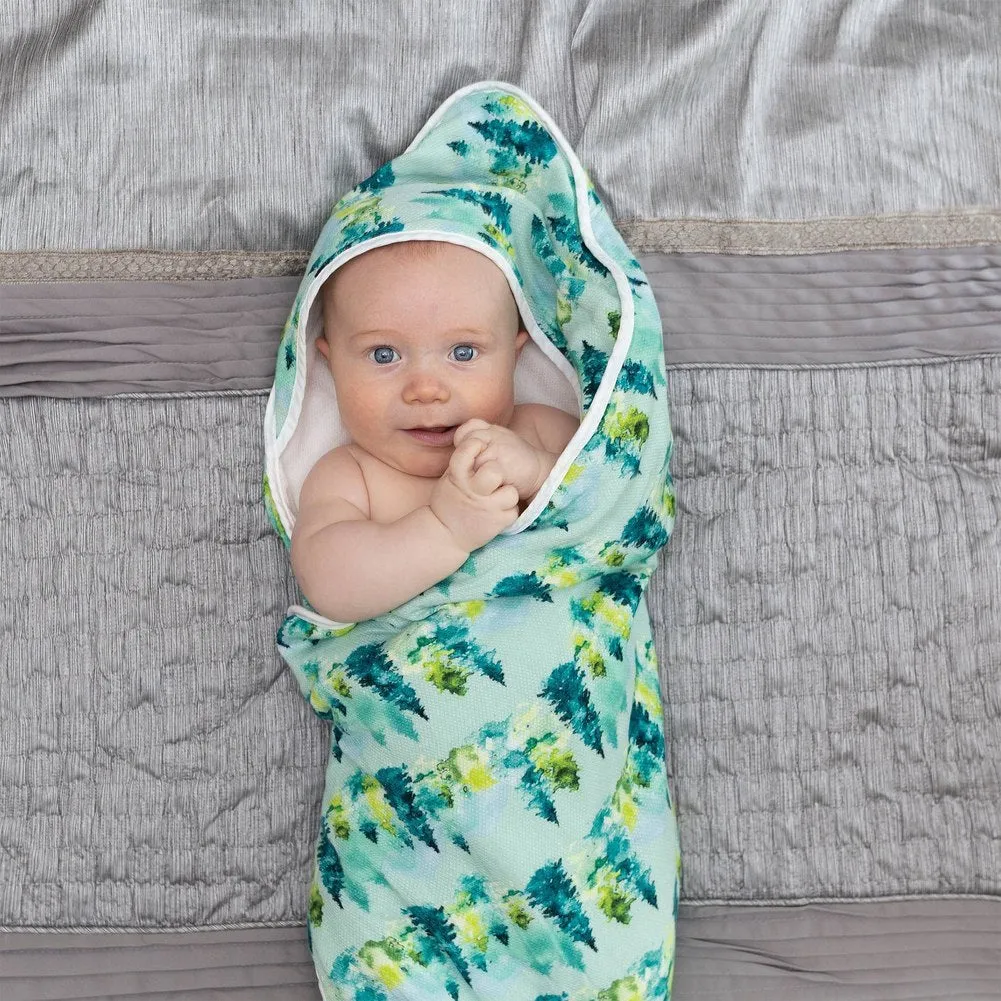 Tiny Twinkle Kaffle Hooded Towel - Forest