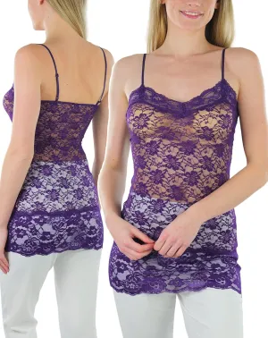 ToBeInStyle Womens Basic Layering Cotton Cami & Sheer Lace Camisoles