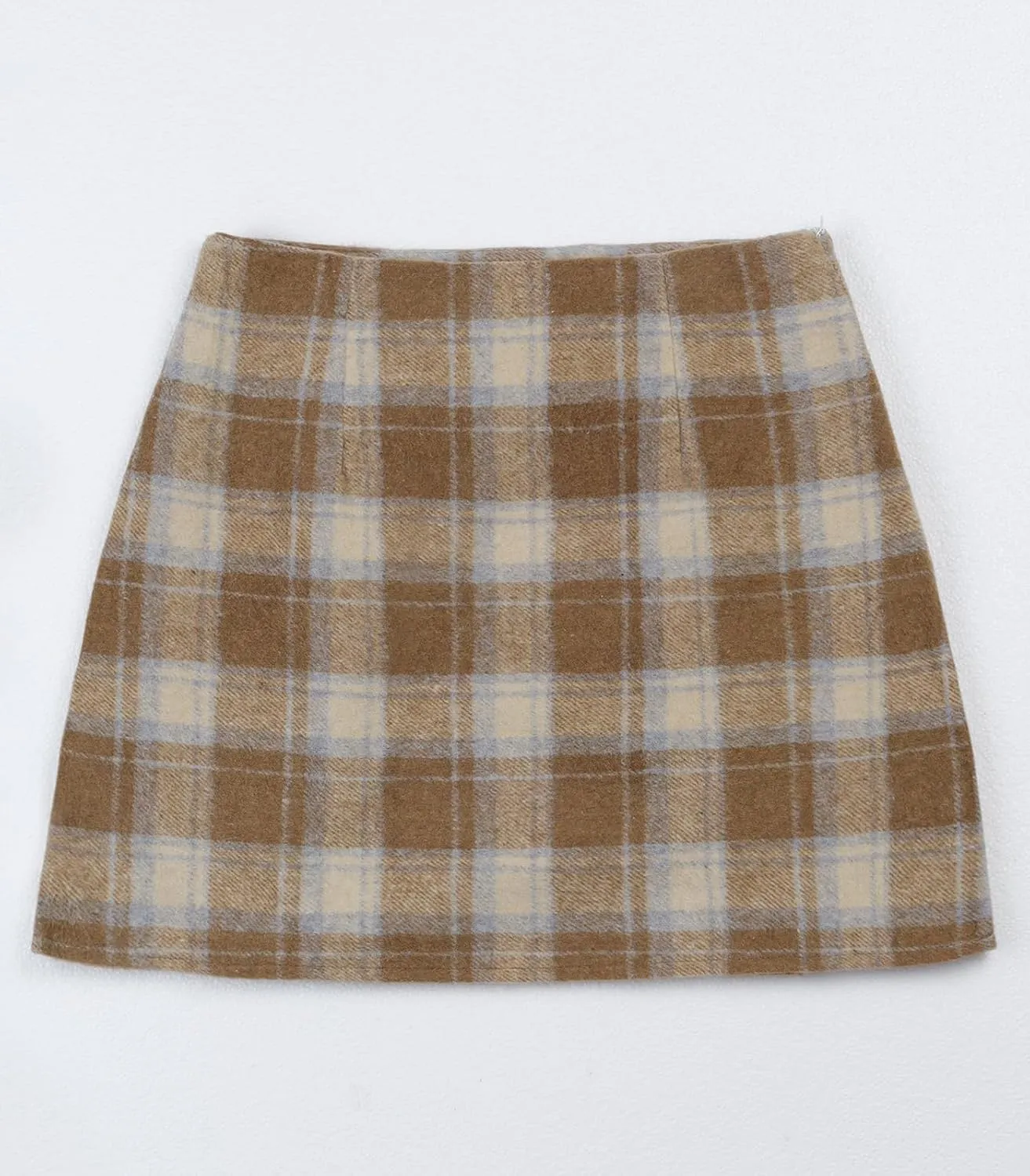 Women's Plaid Mini Skirt Zipper Side High Waisted Pleated A Line Short Skirt